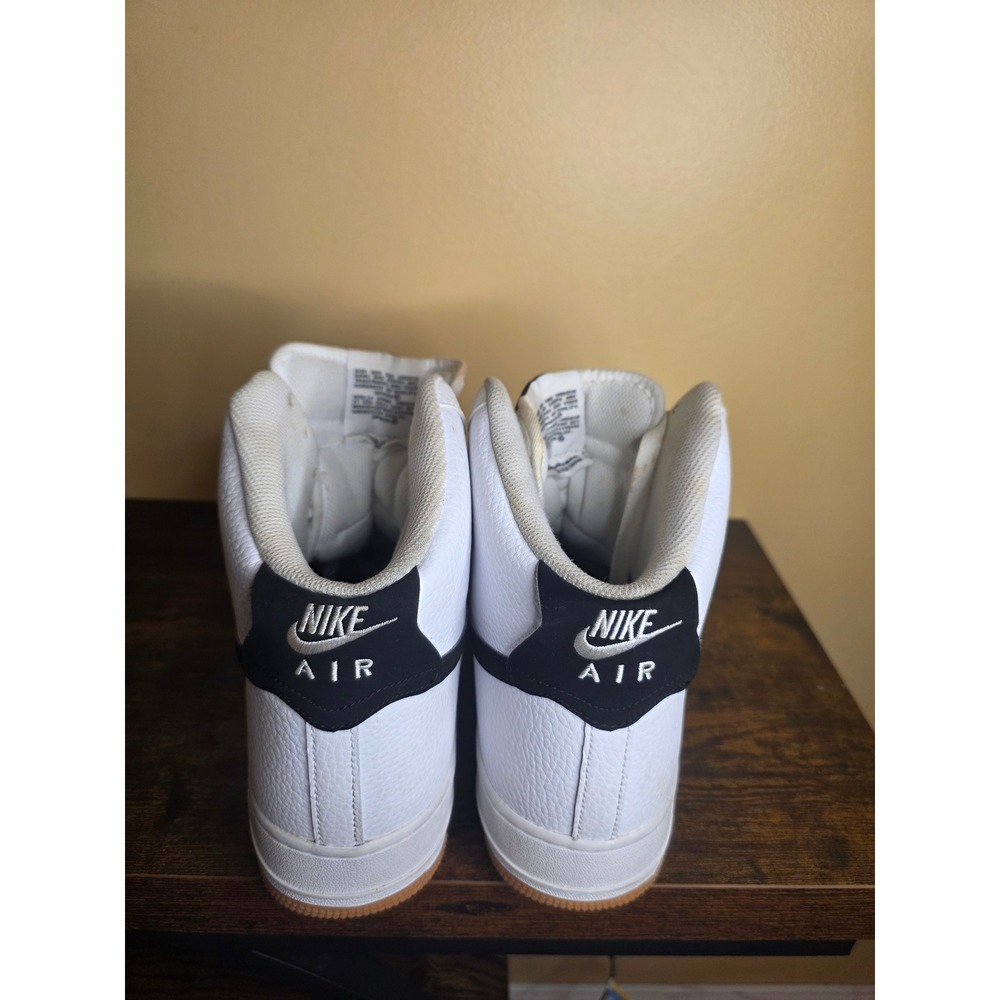 Nike Air Force 1 High White Black Gum Sole Tumbled Leather Sneakers Mens 11.5 - Picture 5 of 13